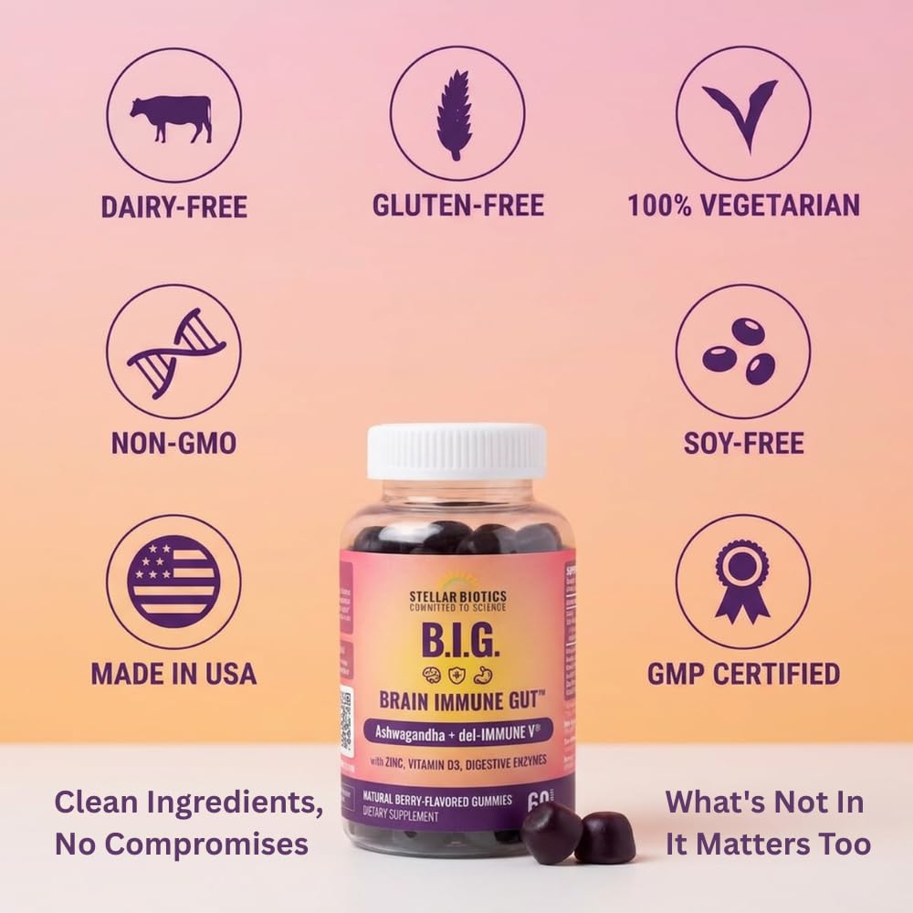 Del-Immune V + Ashwagandha Brain Immune Gut Gummy - 60 Gummies - image 2