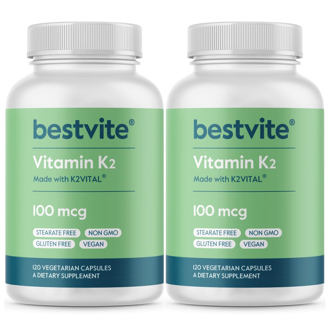 BESTVITE Vitamin K2 100 mcg as MK-7 - No Stearates - Vegan - Non GMO