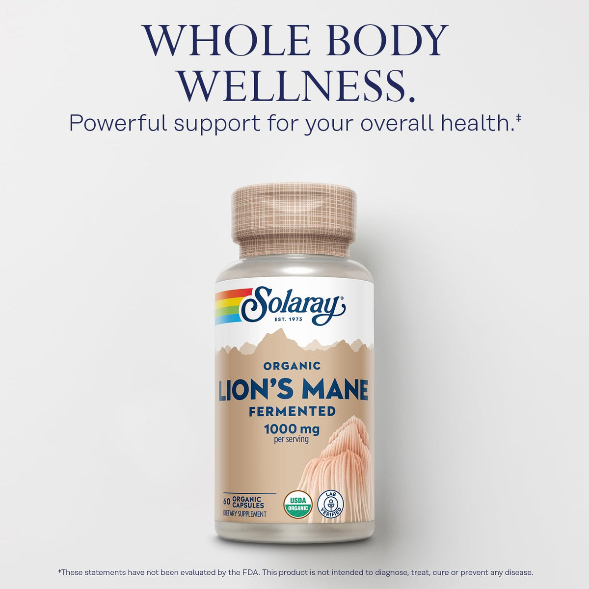 SOLARAY Organic Lion's Mane - 60 Vegetarian Capsules - image 3