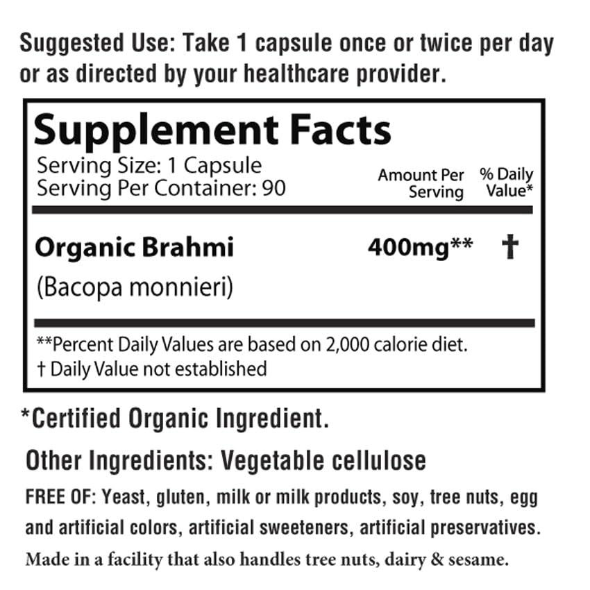AyurBest Brahmi Bacopa Herbal Supplement 400mg - 90 Vegetarian Capsules - image 7