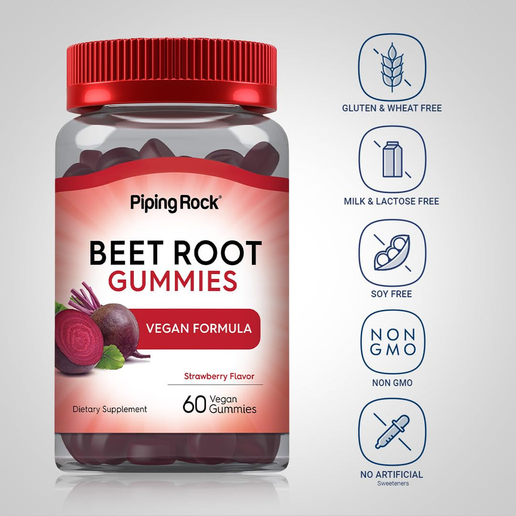 Piping Rock Beet Root Gummies Nitric Oxide Supplement - 60 Count - image 3