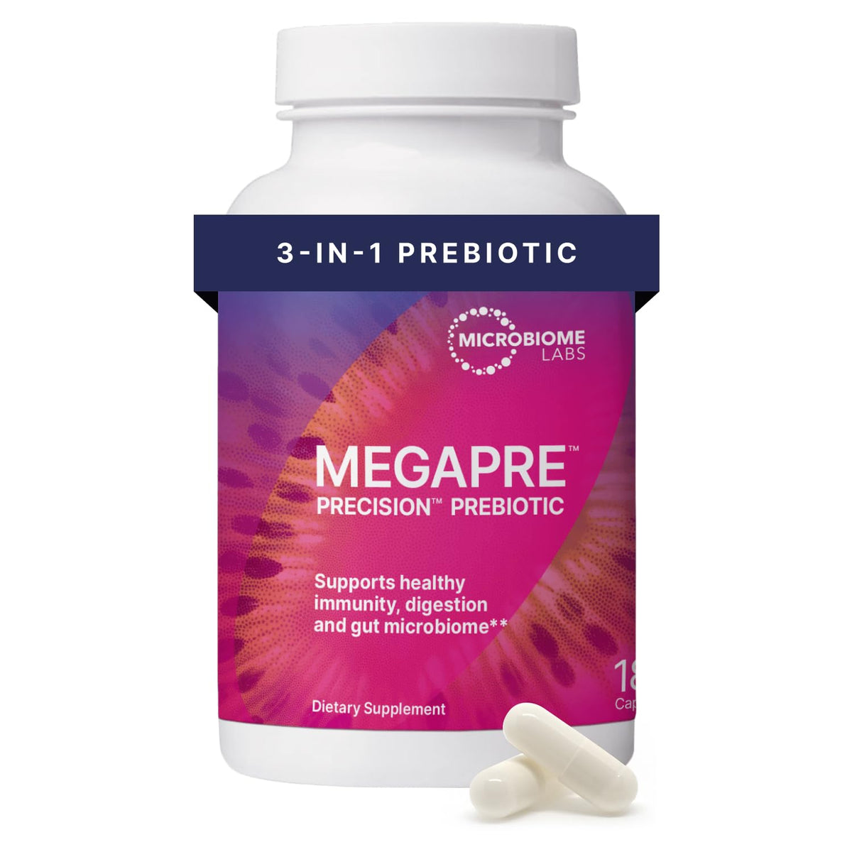 Microbiome Labs MegaPre Prebiotic Fiber - 180 Vegetarian Capsules
