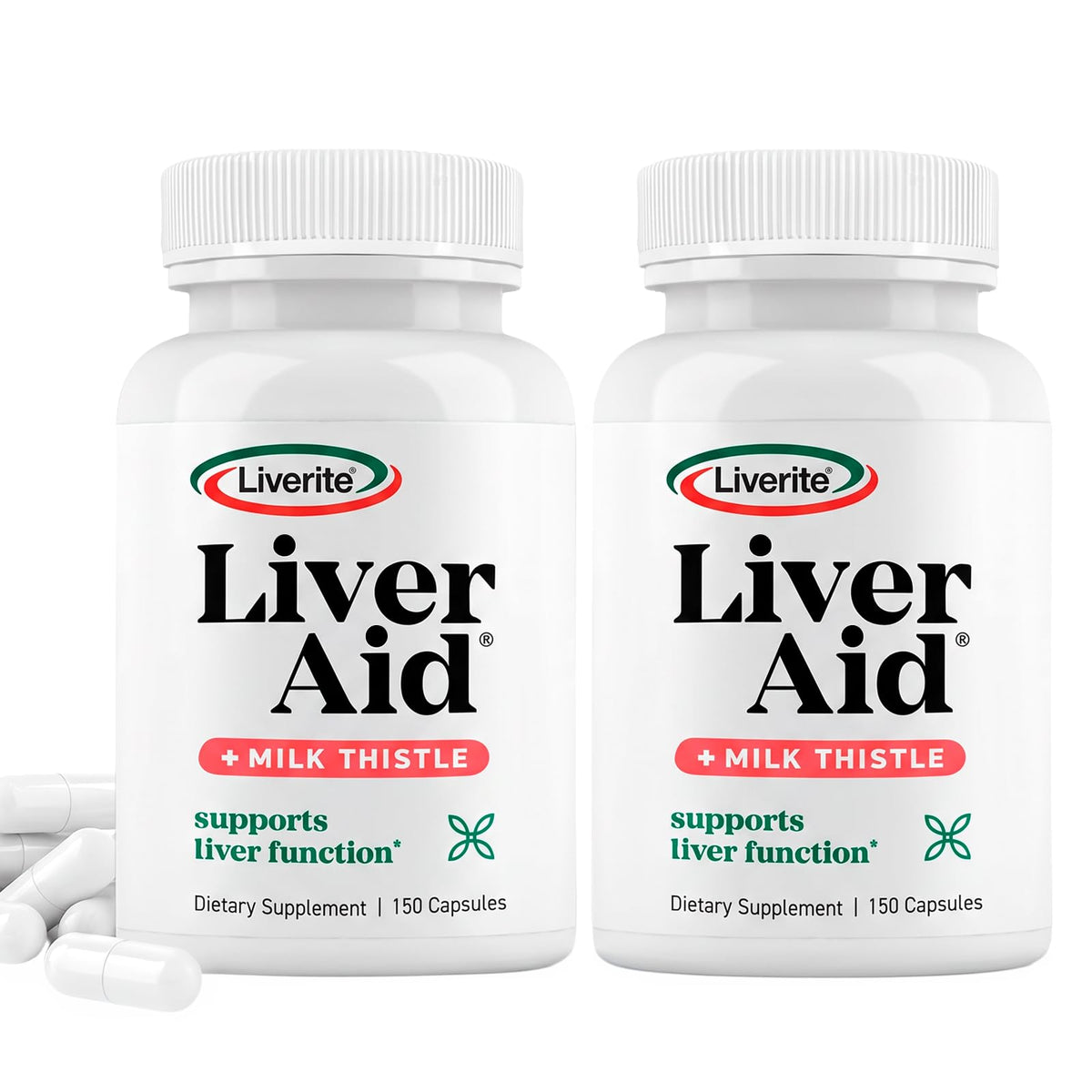 LIVERITE Liver Aid Supplement with Milk Thistle & B12 - 300 Capsules