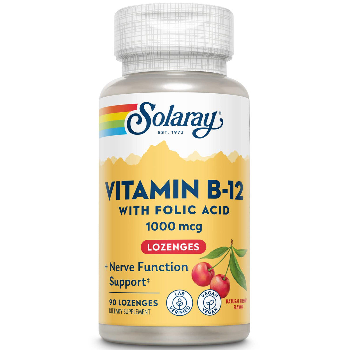 Solaray Vitamin B-12 1000mcg Lozenges Energy Support - 90 Count