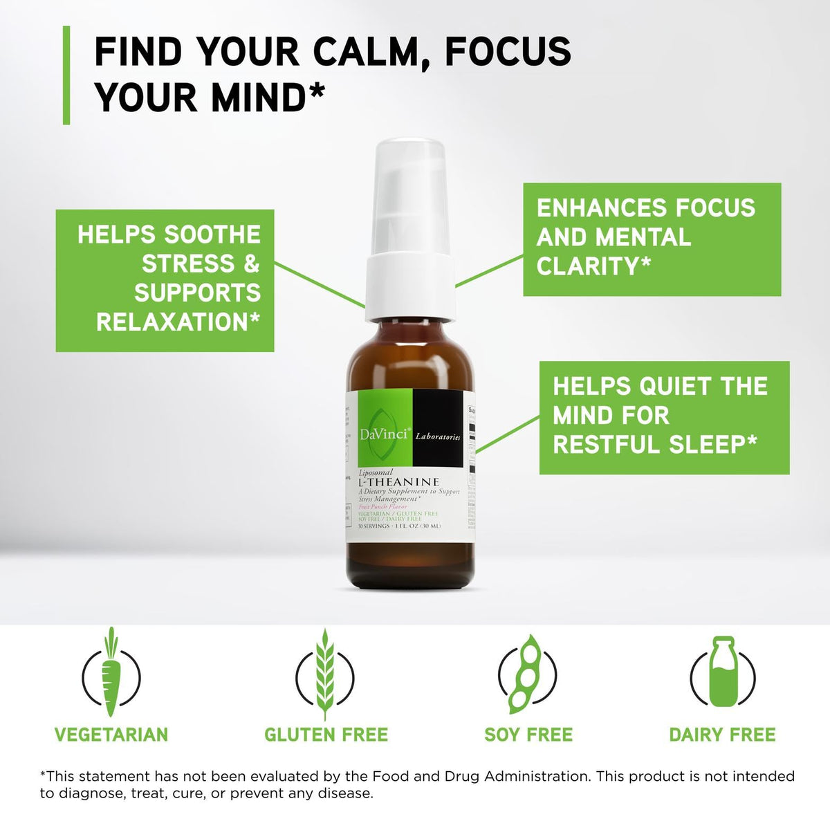 DAVINCI Liposomal L-Theanine Liquid for Calm Focus - 50 fl oz - image 3