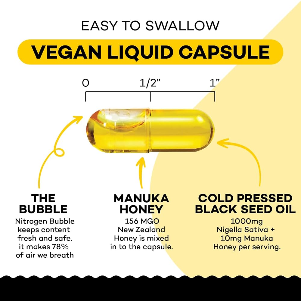 Sakoon Nutrition Black Seed Oil with Manuka Honey - 60 Capsules - image 5