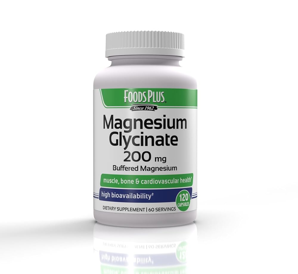 FoodsPlus Magnesium Glycinate 200 mg - 120 Capsules