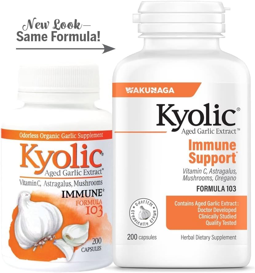 Xllent Kyolic Aged Garlic Extract Immune Formula 103 - 200 Capsules - image 5