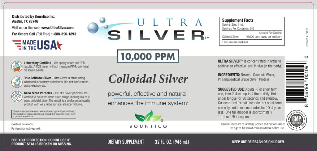 Ultra Silver Colloidal Silver 10,000 PPM - 32 Fl Oz - image 3
