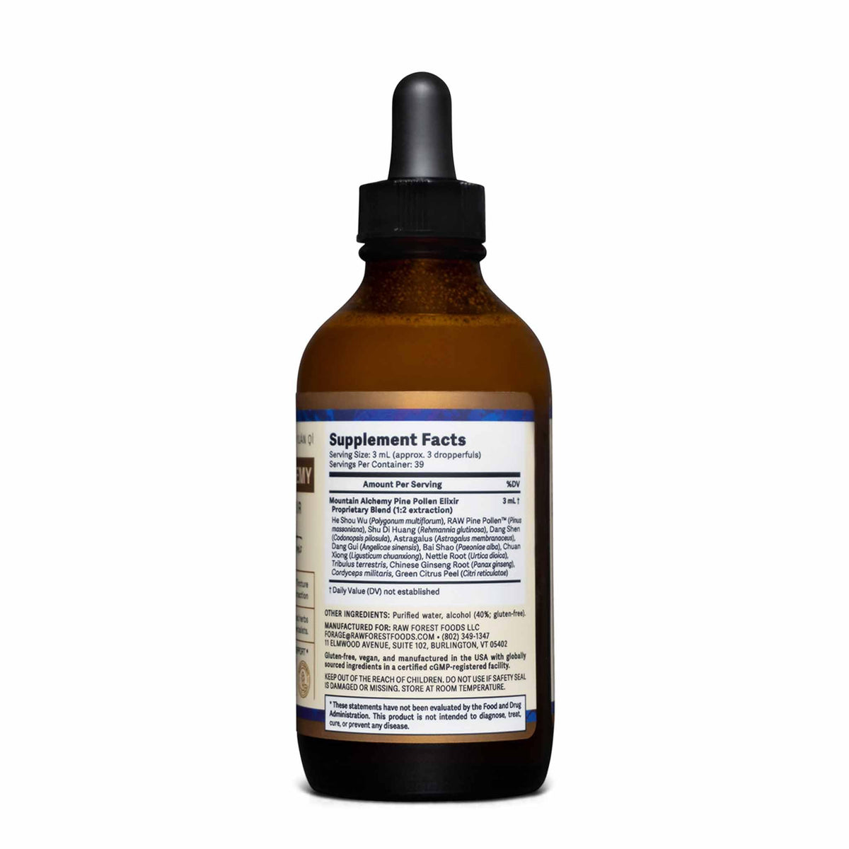 RAW Forest Foods Mountain Alchemy Pine Pollen Elixir Tincture