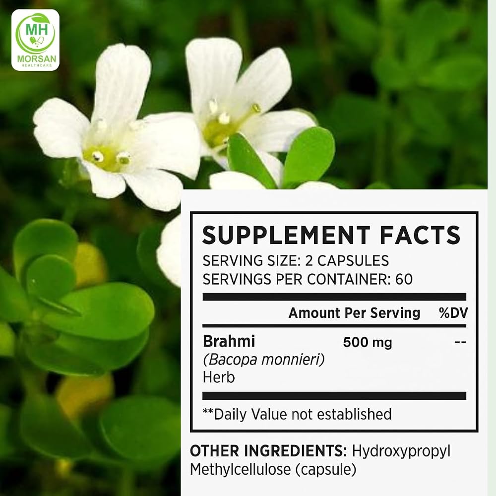 Morsan Healthcare Brahmi Bacopa Monnieri 500mg - 60 Vegetarian Capsules - image 5