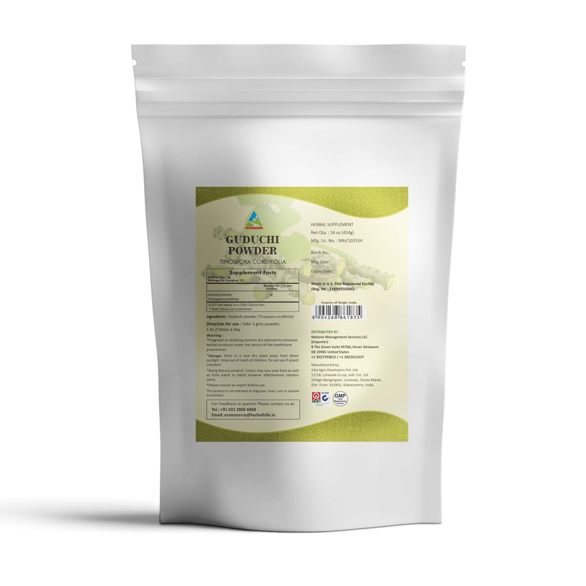 Herbal Hills Guduchi Powder Giloy Immune Support - 16 oz - image 3