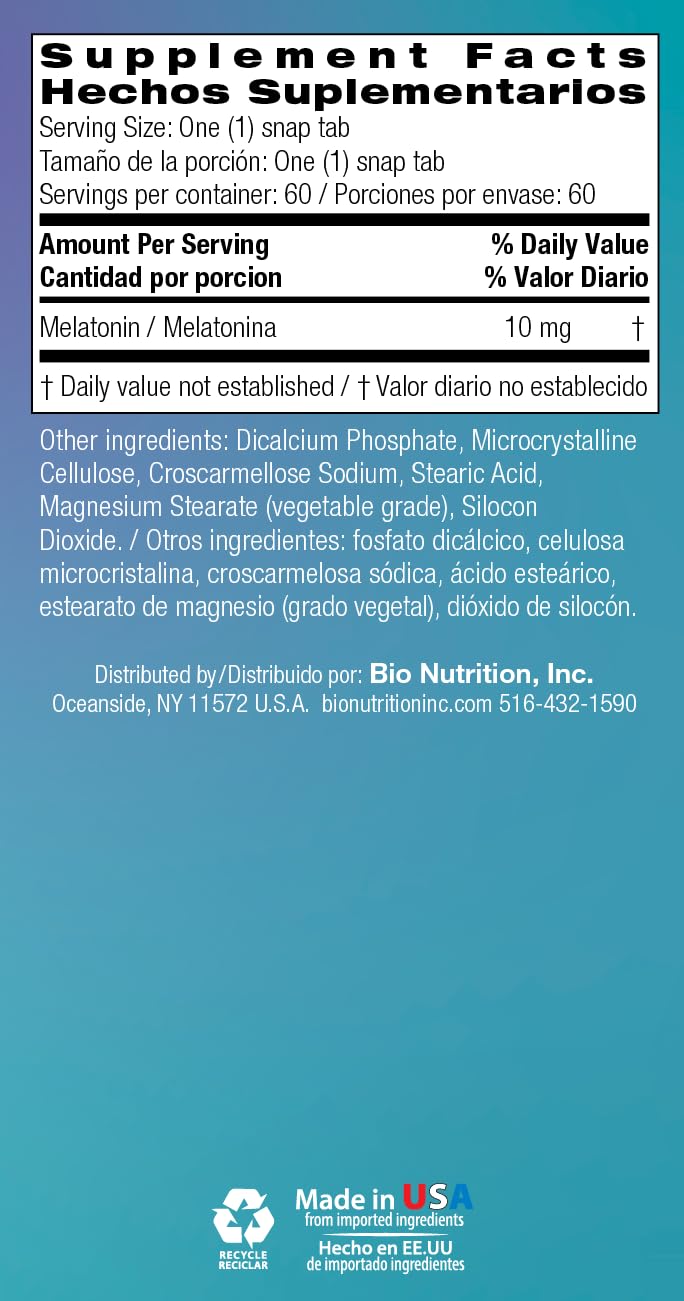 Bio Nutrition Melatonin 10 mg Tablets for Sleep - 60 Count - image 7