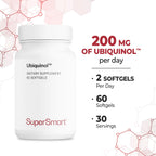 Supersmart Ubiquinol 200mg CoQ10 High Absorption - 60 Softgels - image 5