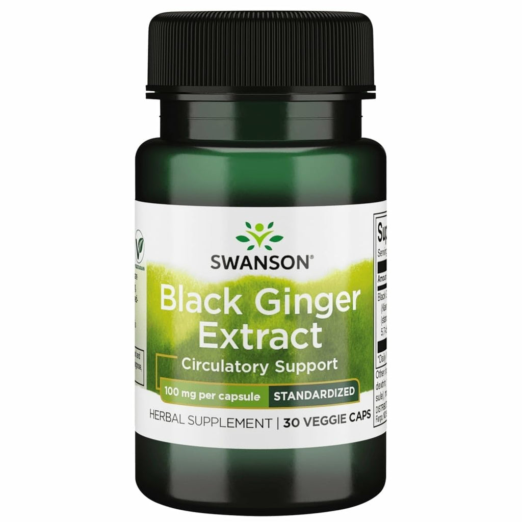 Swanson Black Ginger Extract 100mg - 30 Vegetarian Capsules