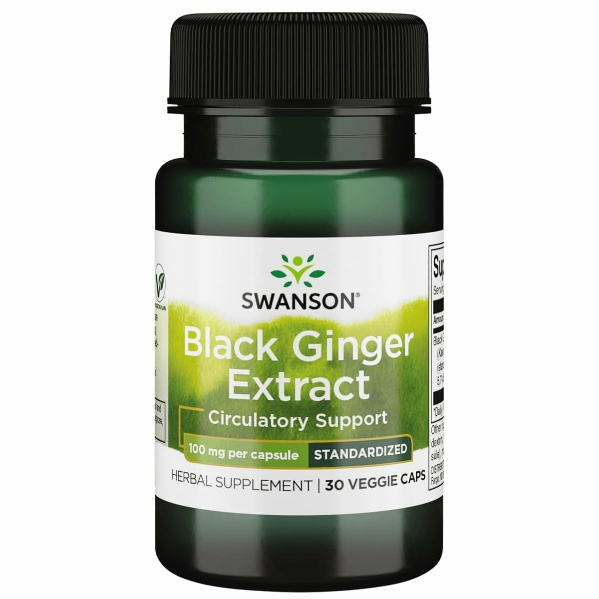 Swanson Black Ginger Extract 100mg - 30 Vegetarian Capsules