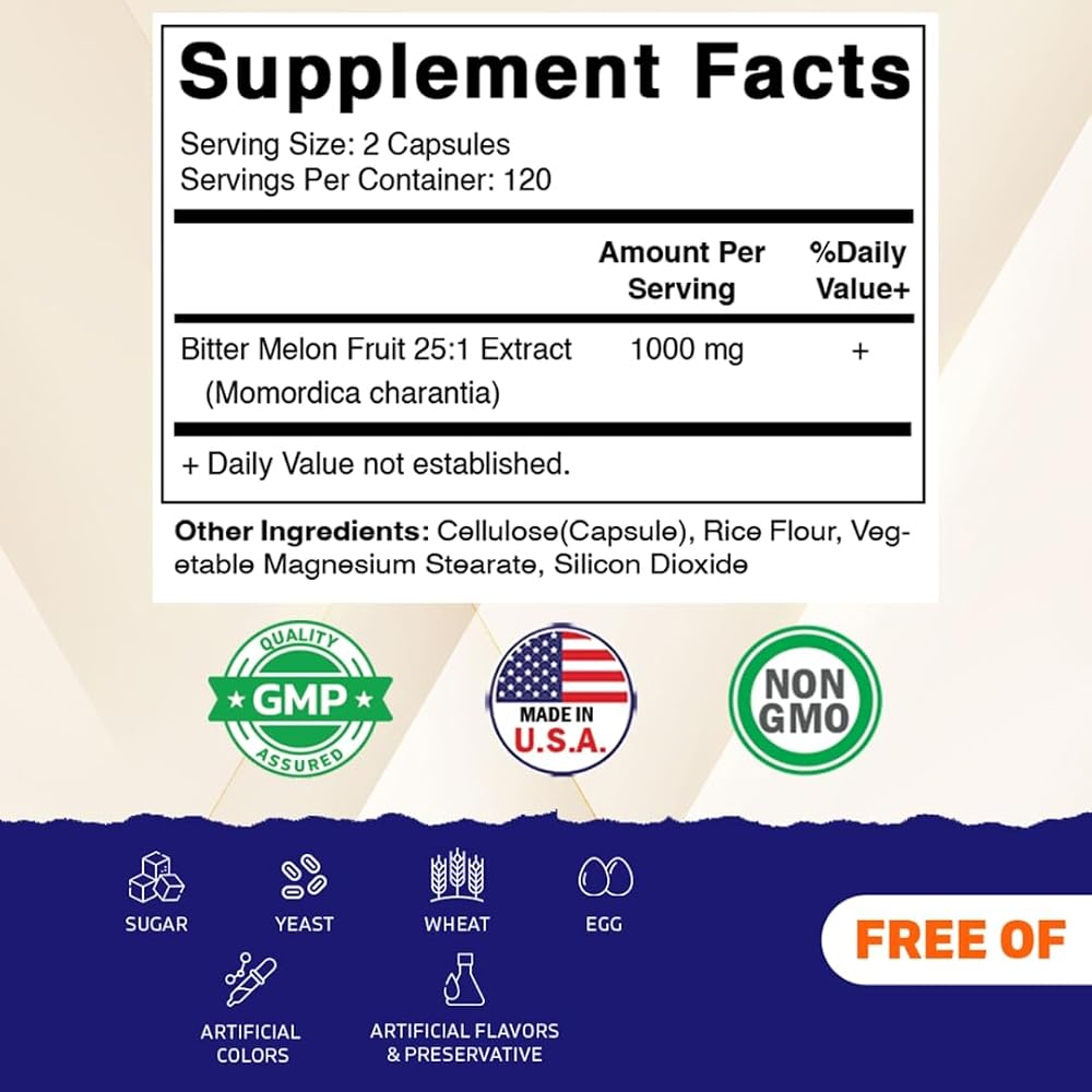 Vitamatic Bitter Melon 25X Concentrated Extract - 240 Vegetarian Capsules - image 2