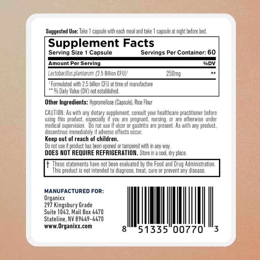 Organixx ProBiotixx+ Probiotic L. Plantarum - 60 Vegetarian Capsules - image 9