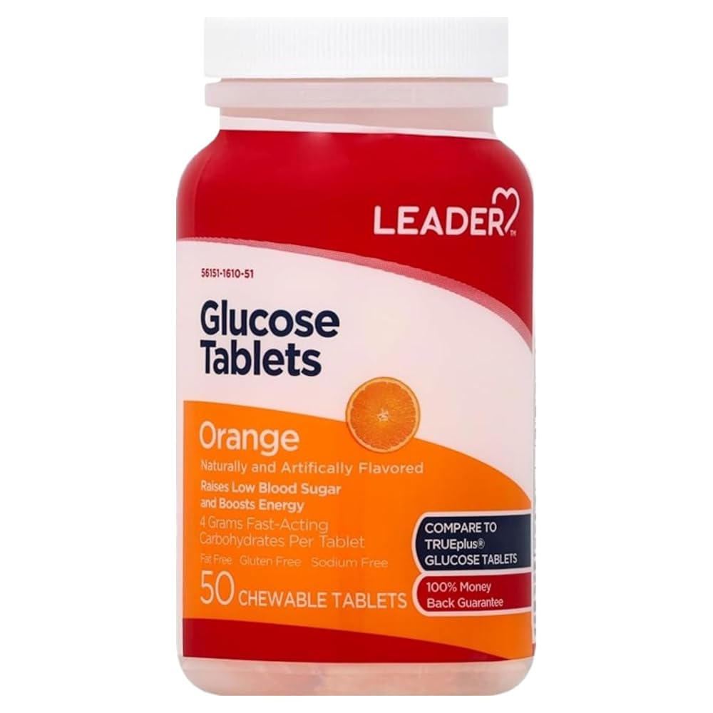 Leader Glucose Tablets Orange Flavor Energy Support - 50 Count - image 2