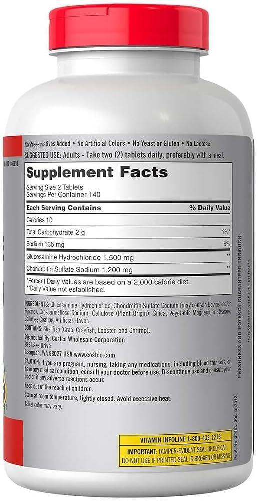Costco Kirkland Signature Glucosamine & Chondroitin - 280 Tablets - image 2