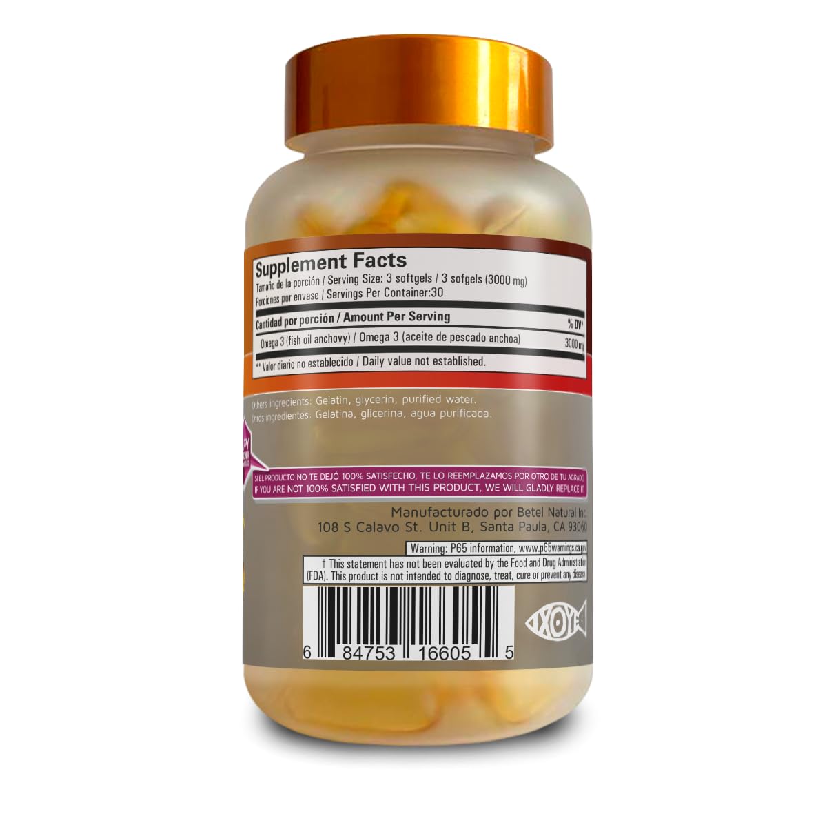 Betel Natural Premium Omega 3 Fish Oil EPA/DHA - 90 Softgels - image 2