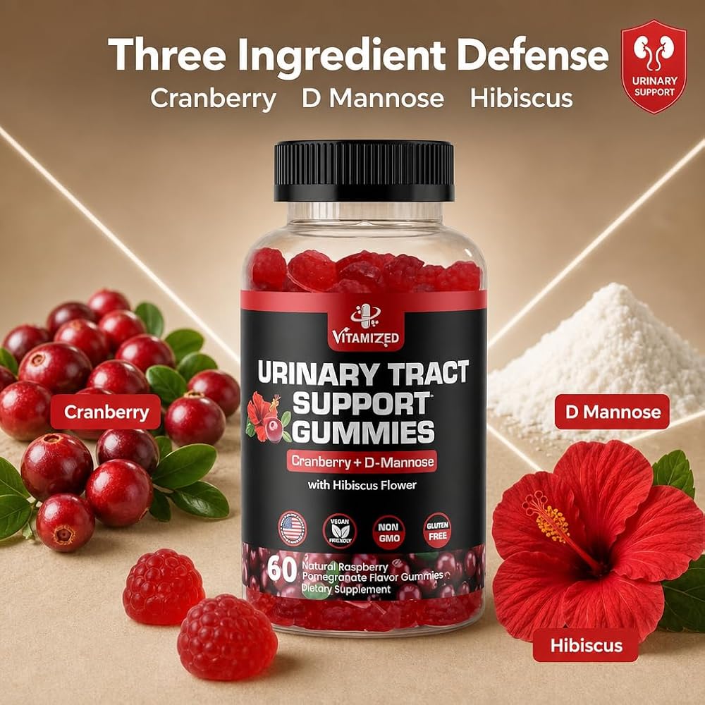 VITAMIZED Potent Cranberry Gummies 1500mg with D Mannose - Urinary