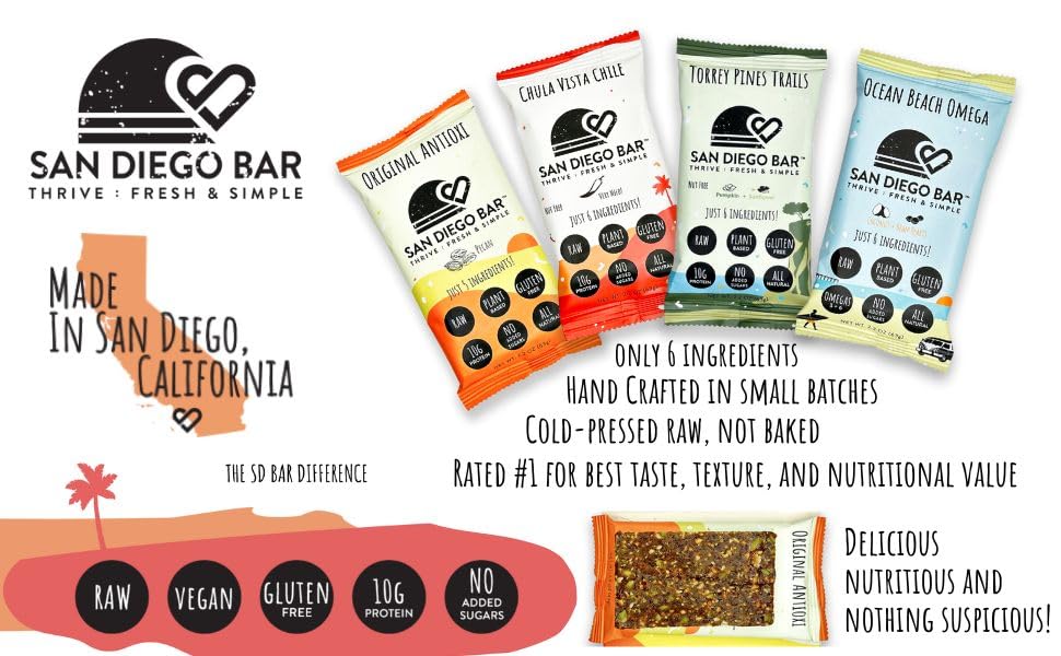 SAN DIEGO BAR Vegan, Healthy All-Natural Energy & Performance Meal Bar - image 10