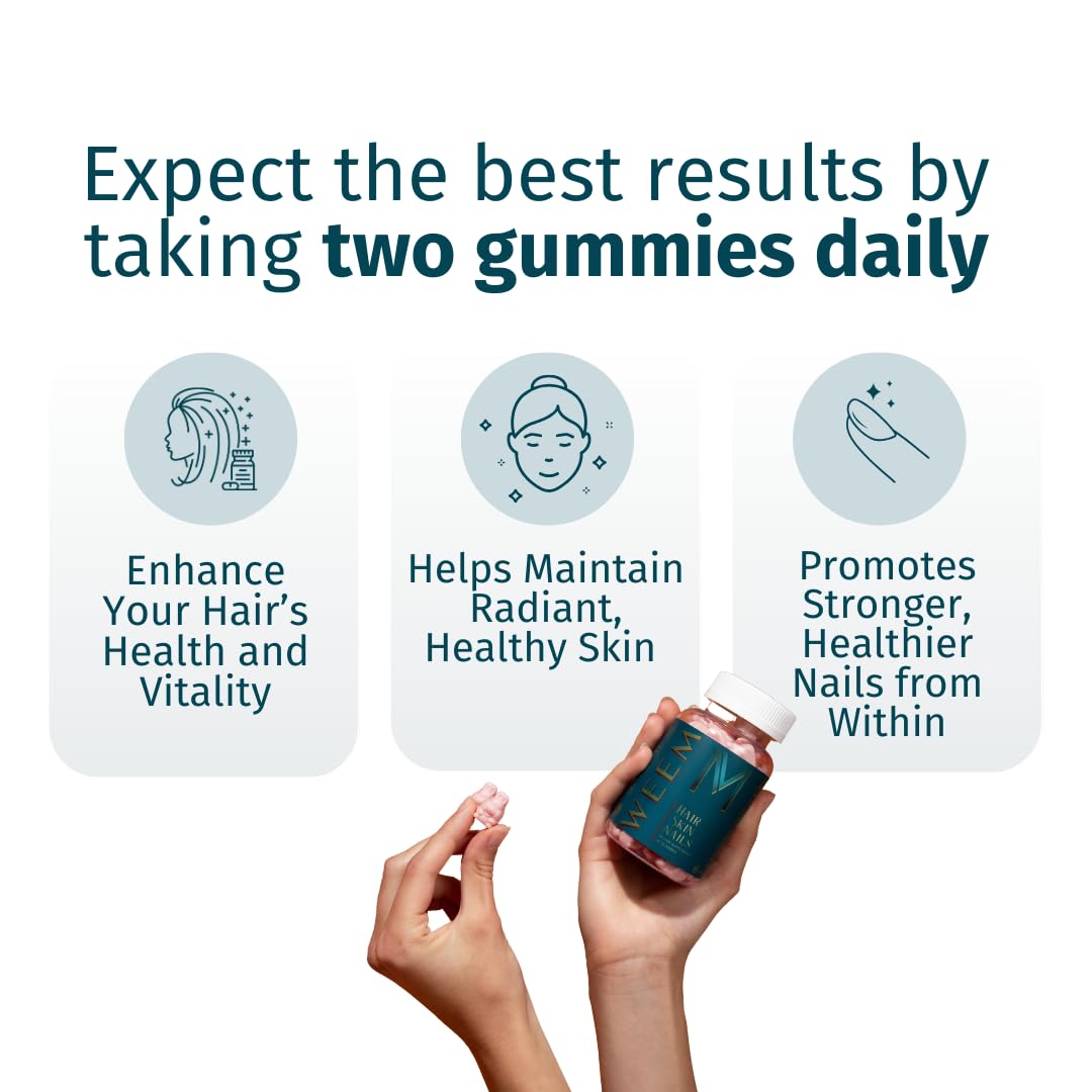 WEEM Hair Skin and Nails Gummies - Supports Healthy Hair - Vegan