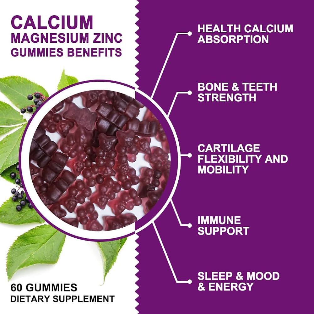 GORNVB Calcium Magnesium Zinc Gummies with High Absorption Magnesium