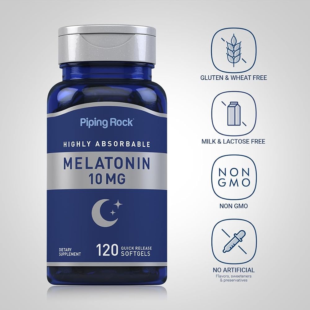 Piping Rock Melatonin 10mg - 120 Softgels - image 3