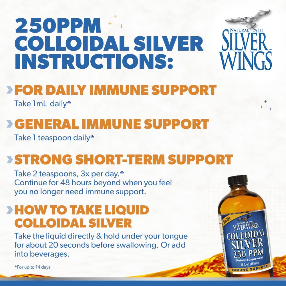 Natural Path Silver Wings Colloidal Silver 250ppm 32oz - Premium