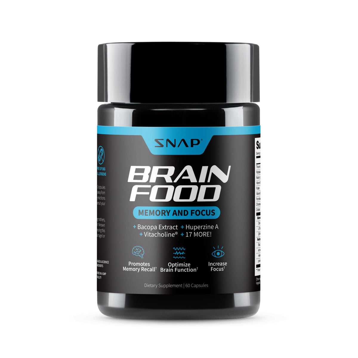 Snap Supplements Brain Booster Nootropics - 60 Vegan Capsules