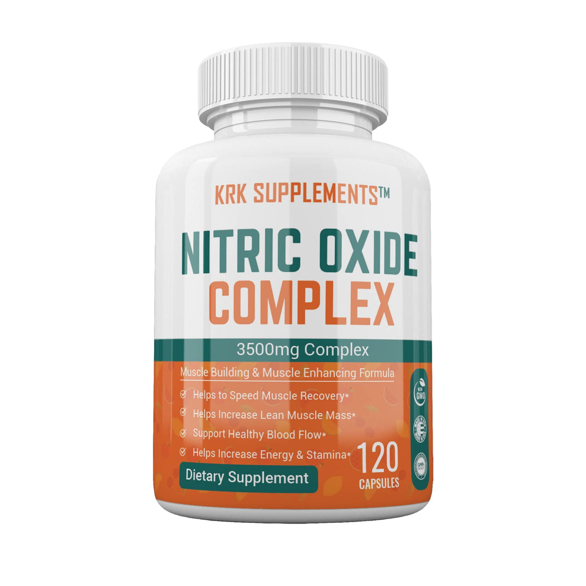 KRK SUPPLEMENTS Nitric Oxide 3500mg L-Arginine Citrulline - 120 Capsules