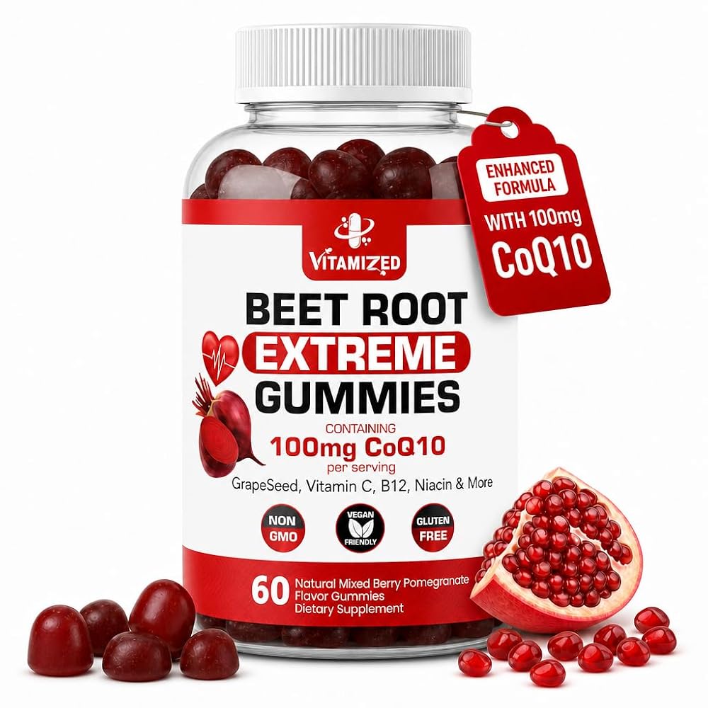 VITAMIZED Extreme Beetroot Formula COQ10 100mg Gummies - 60 Count