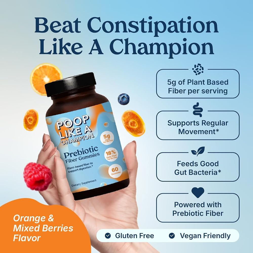 Poop Like a Champion Fiber Gummies Digestive Support - 60 Gummies - image 2