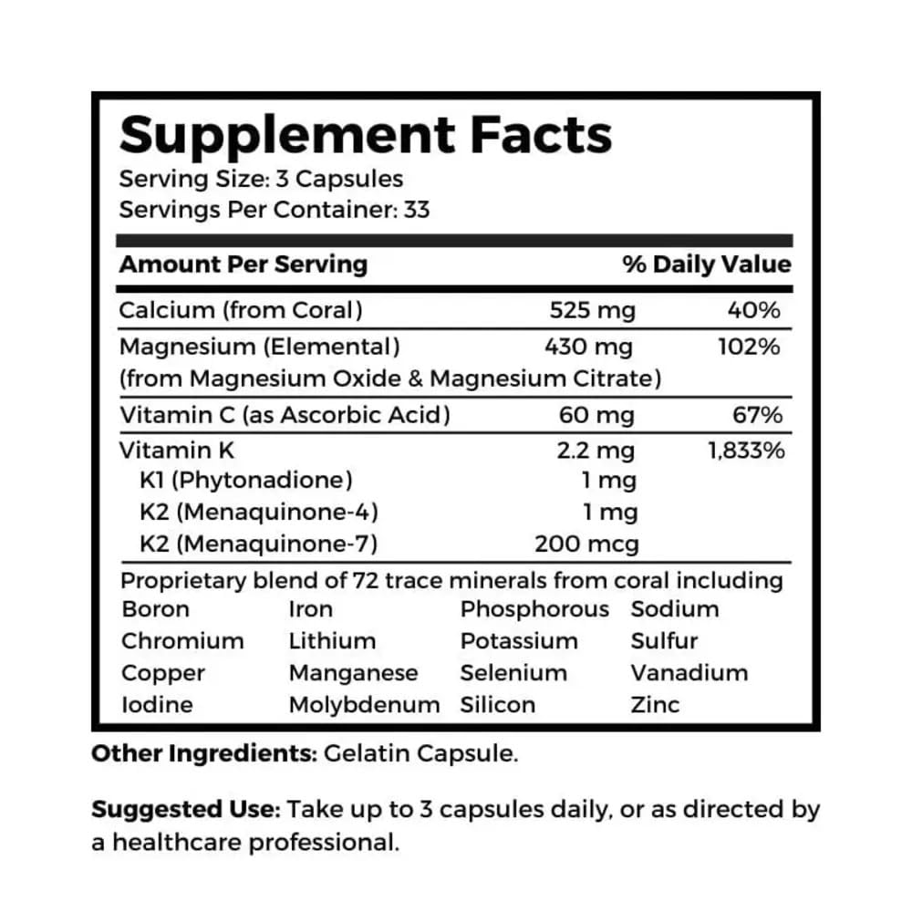Dr Clark Dr. Clark Coral Cal-Mag K2 Supplement for Bone Health - 100 Capsules - image 3