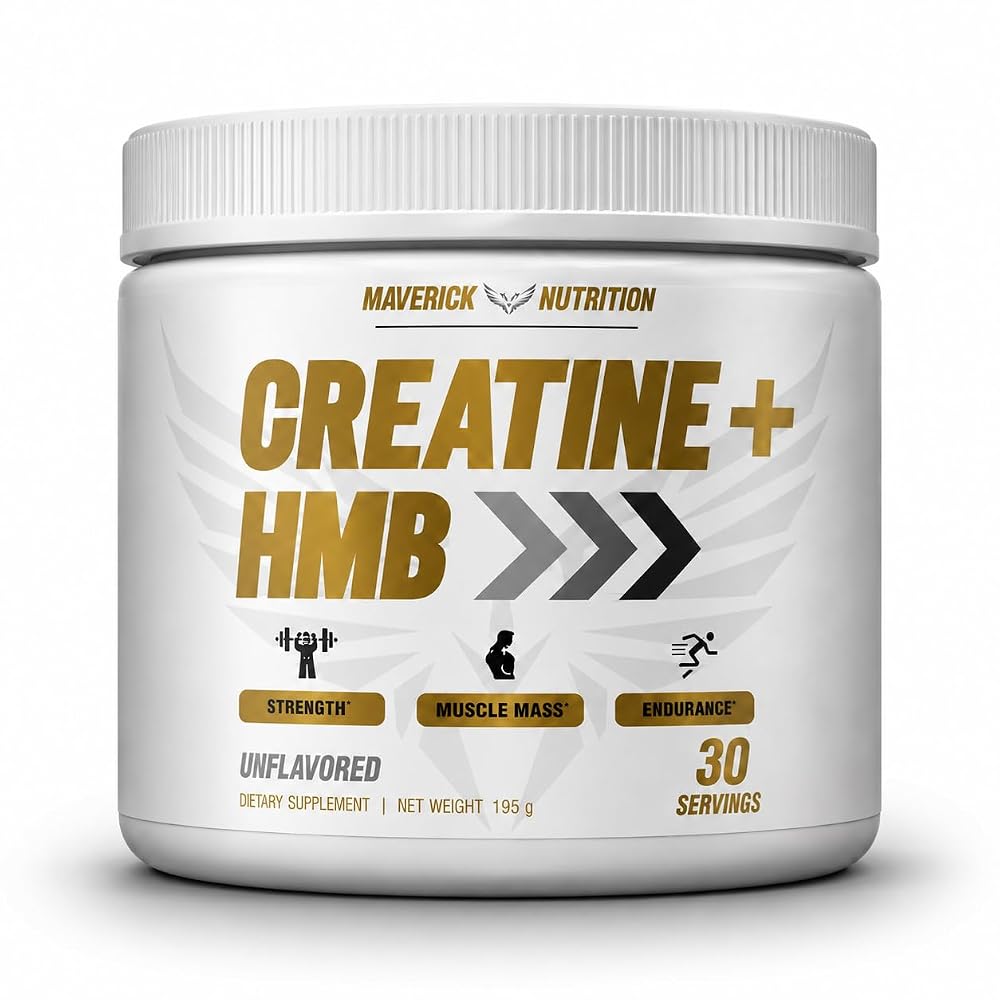 Maverick Nutrition Creatine HMB Powder for Muscle Growth - 30 Servings