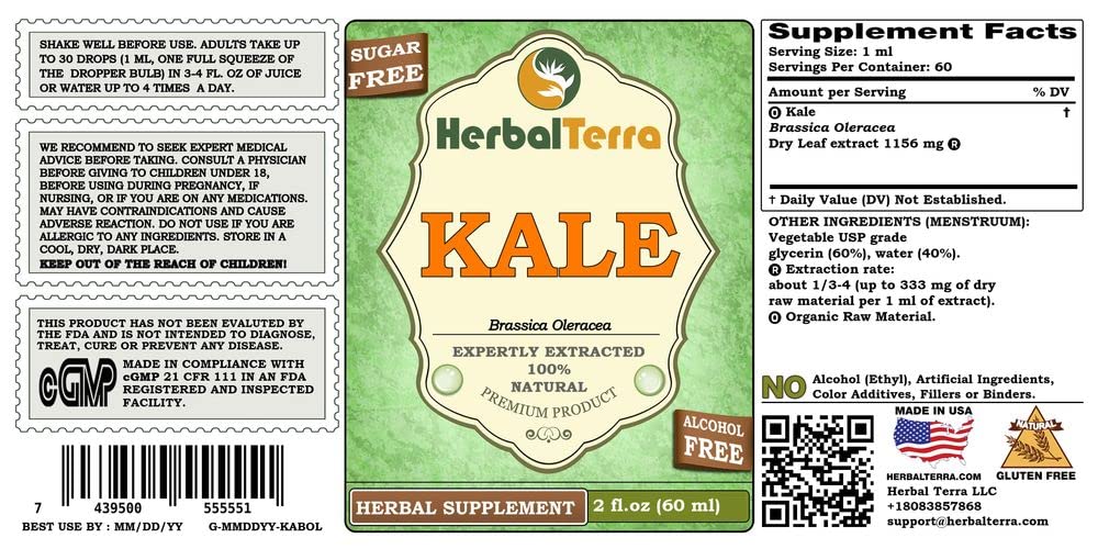 Herbal Terra LLC Kale, Red Spiderling (Brassica Oleracea) Dried Leaf