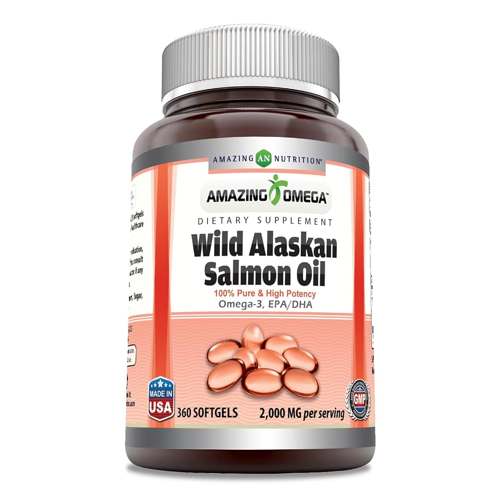 Amazing Omega Wild Alaskan Salmon Oil 2000mg Per Serving Softgels