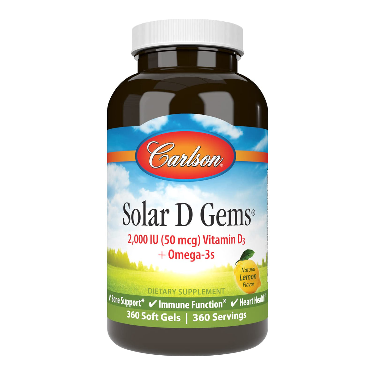 Carlson Solar D Gems Vitamin D3 2000 IU - 360 Softgels