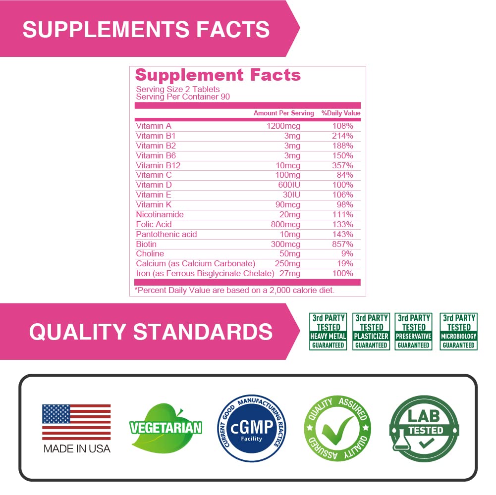 LOVITA Prenatal Vitamins Iron 27 mg - 180 Vegetarian Tablets - image 5