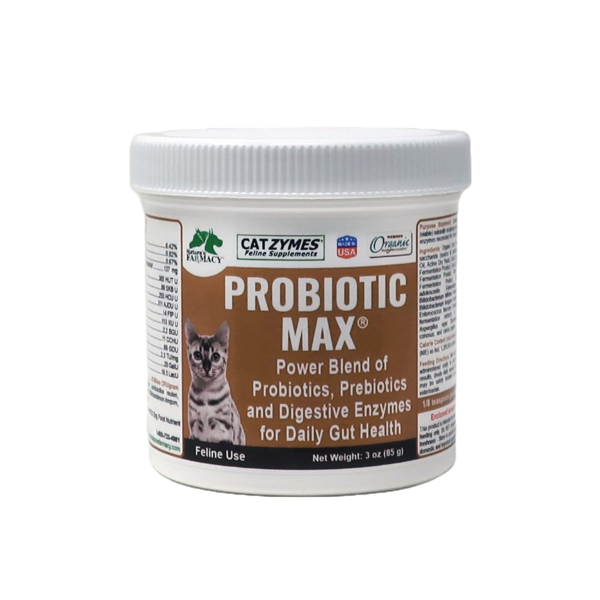 CATZYMES Probiotic Max - 10 Billion CFU per Gram - Prebiotics - 8