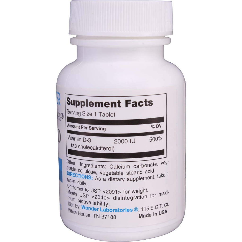 Wonder Laboratories Vitamin D3 2000 IU Tablets - 100 Count - image 2