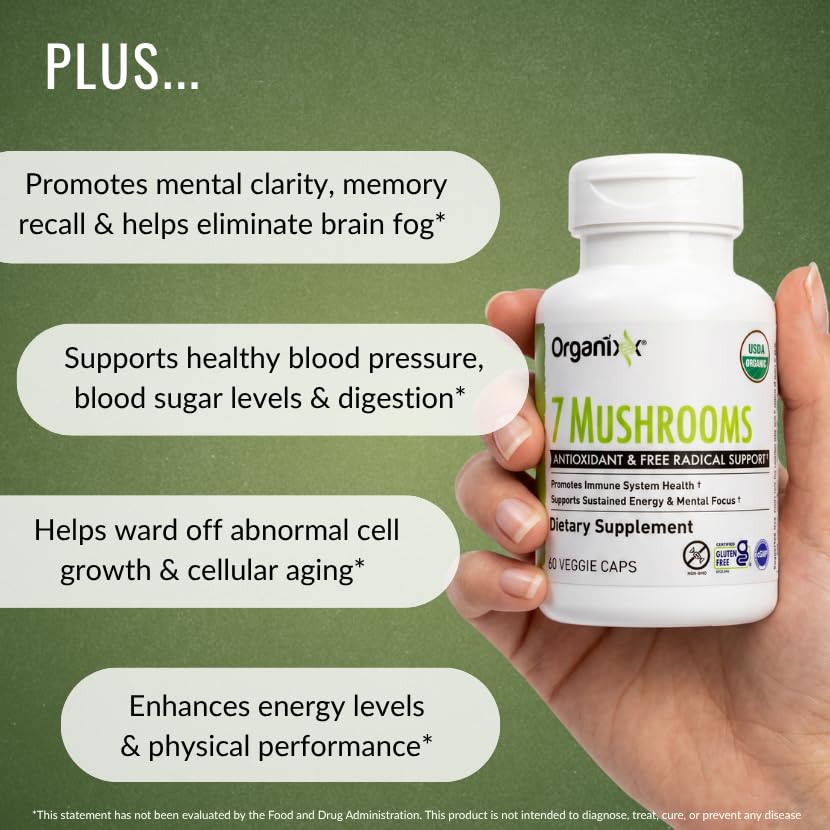 Organixx 7 Mushroom Supplement Immune Support - 60 Capsules - image 3