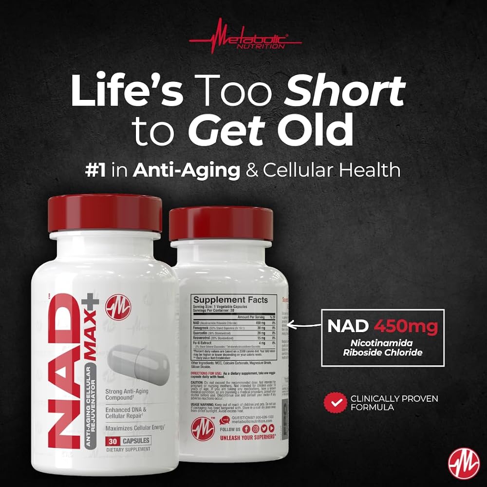 Metabolic Nutrition NAD MAX Plus+ 450mg NAD - 30 Vegetable Capsules - image 4