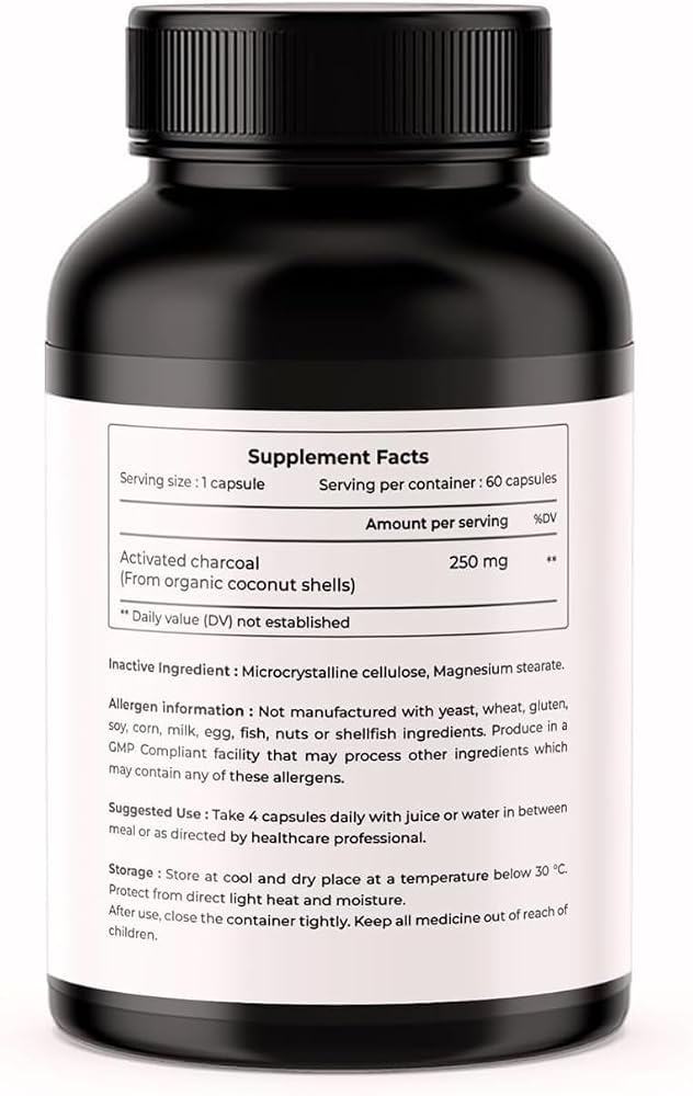 Generic Activated Charcoal 250 mg Capsules - 60 Capsules - image 2