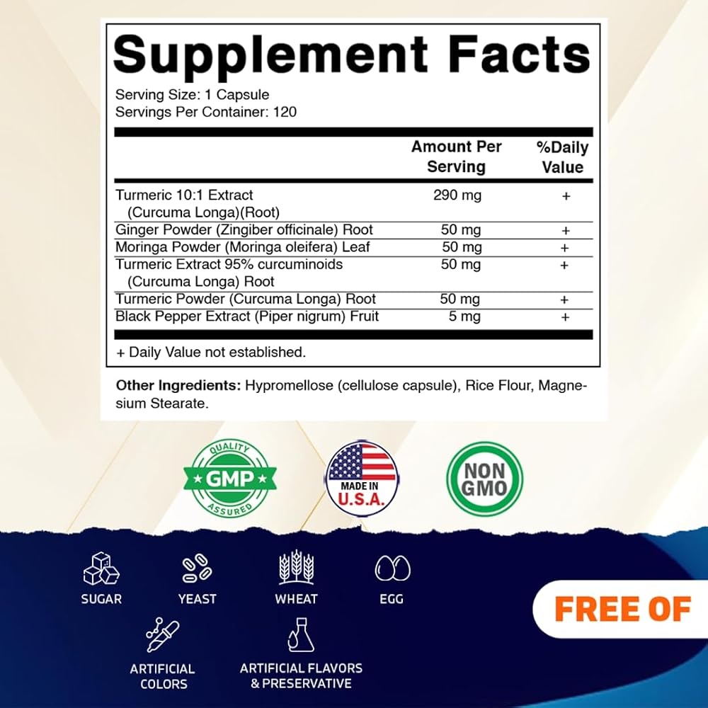 Vitamatic Turmeric Curcumin with Black Pepper, Ginger & Moringa - image 2