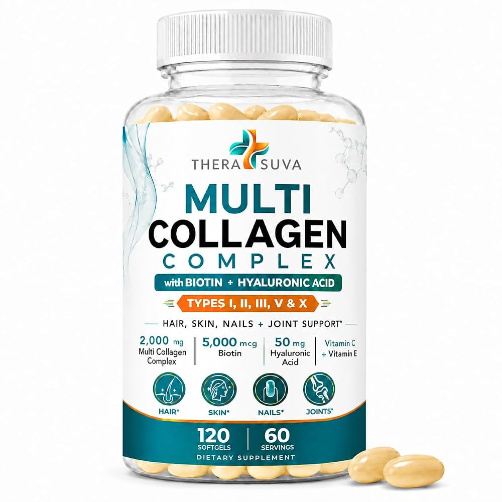 TheraSuva Multi-Collagen Complex Supplement - 120 Softgels