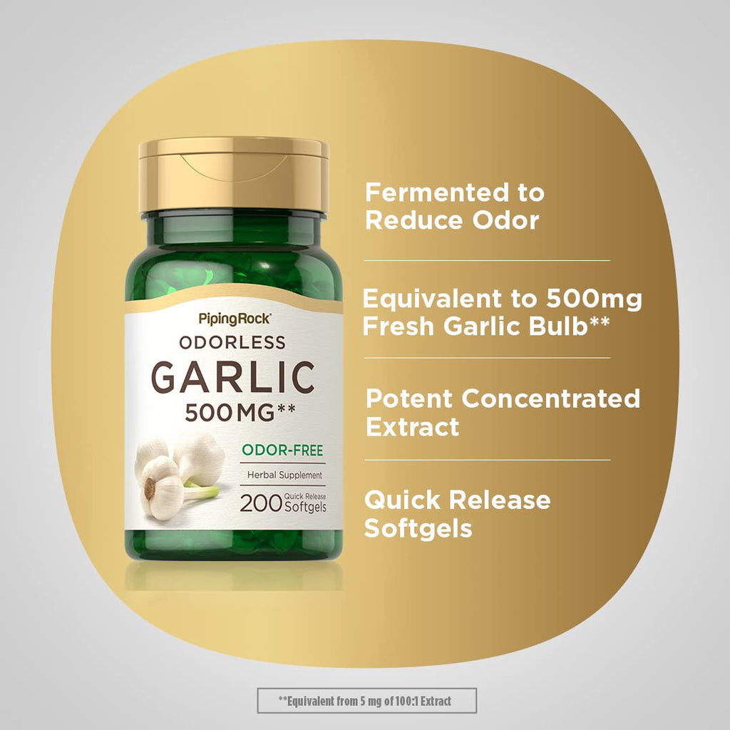 Piping Rock Odorless Garlic Supplement - 200 Softgels - image 4
