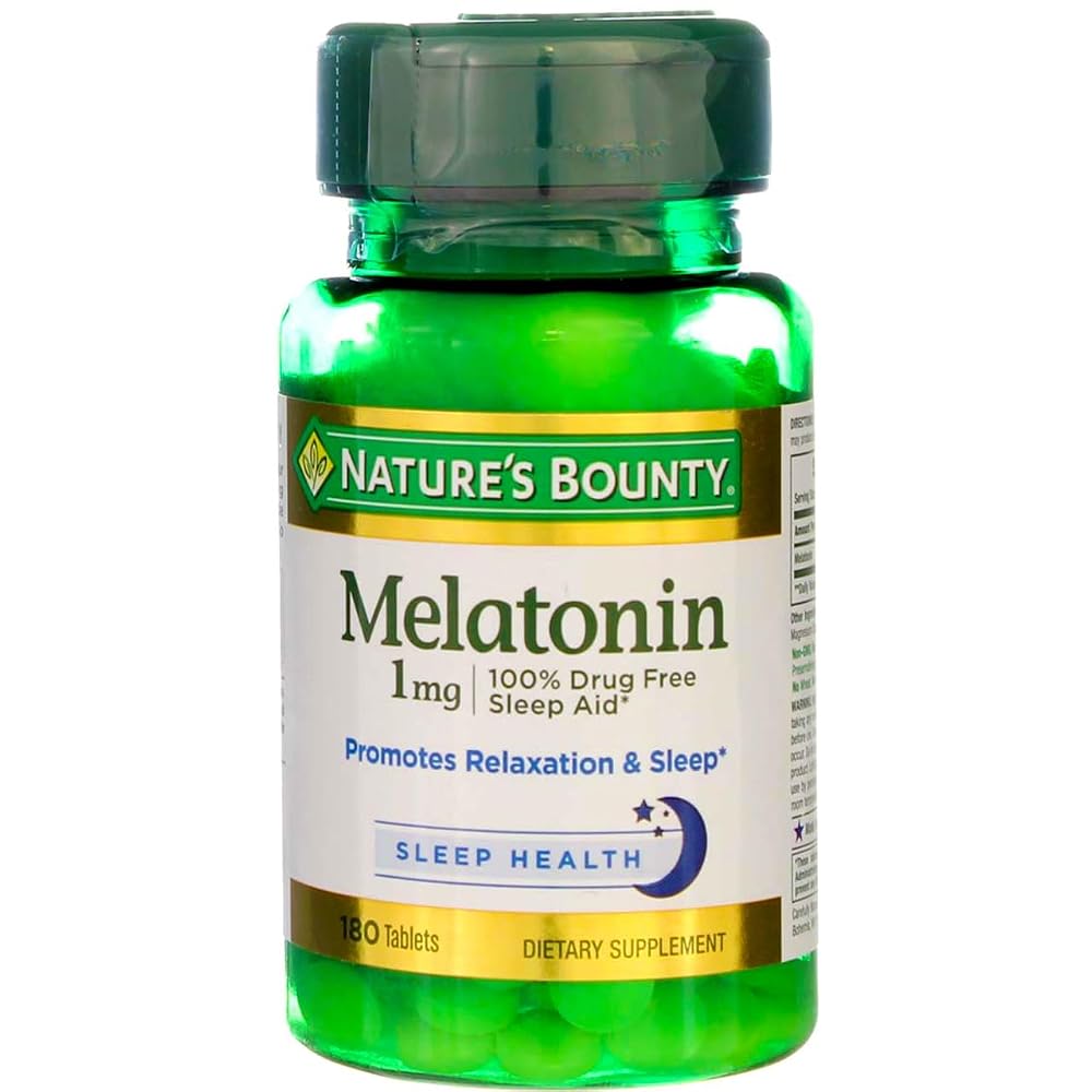MAIA CACAO Nature's Bounty Melatonin 1 mg Tablets for Sleep - 360 Tablets